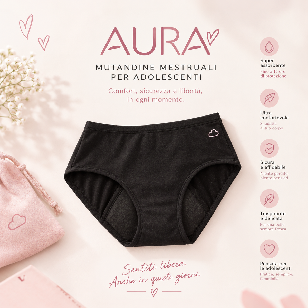Aura , mutandine mestruali per ragazze